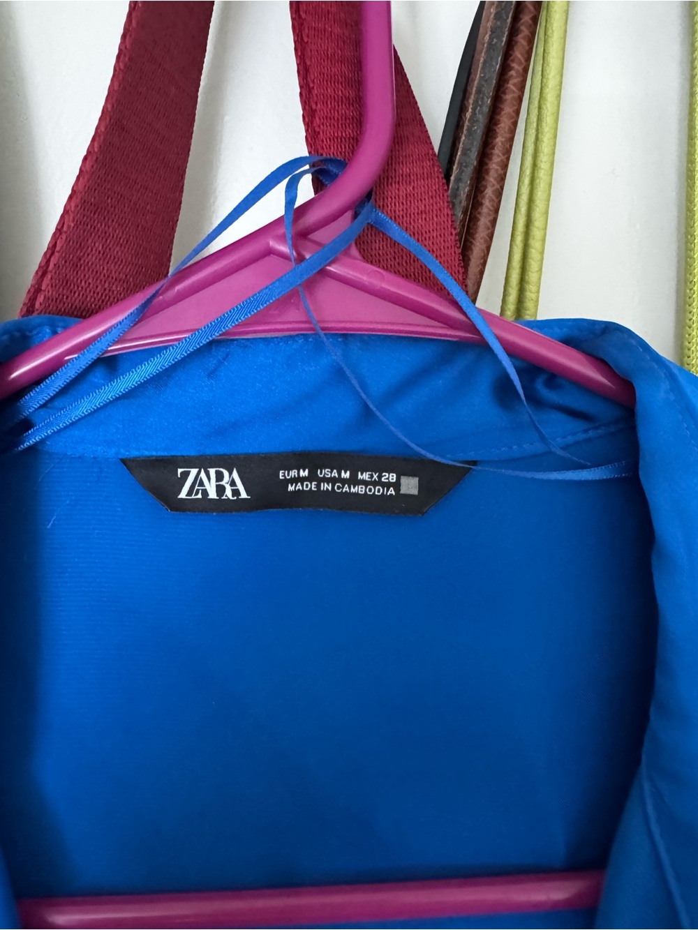 Zara Electric Blue Satin Button-Front Shirt - Picture 2 of 4